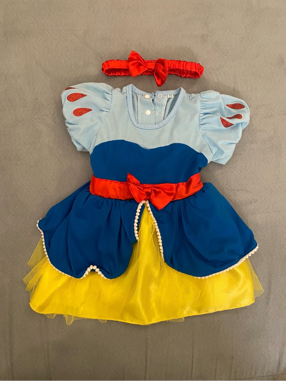 Disney Blue, Yellow & Red Princess Dress with Headband
